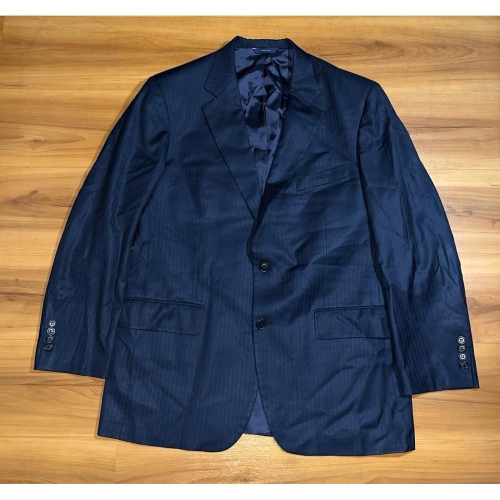 Mens Brooks Brothers Lora Piana Navy Blue Two Button Suit Blazer Jacket